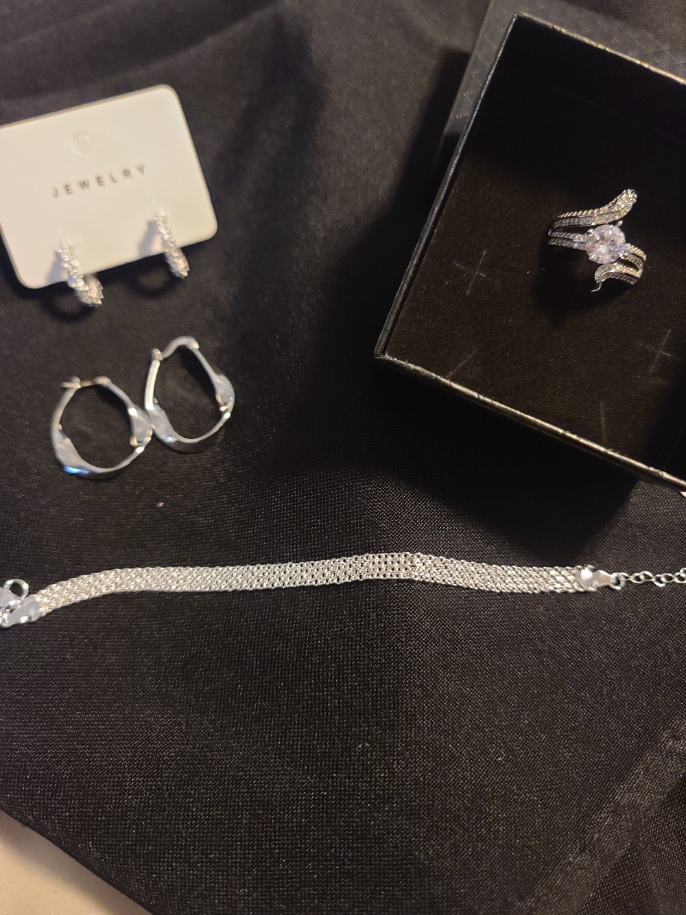Silver-Tone Cubic Zirconia Ring and Jewelry Set - Silver
